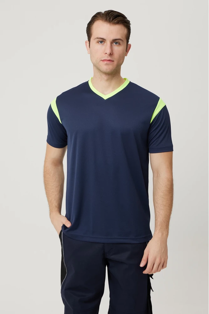 Allium V Yaka Tişört Nefes Alabilir Esnek ve Şık İş ve Günlük Kullanım İçin