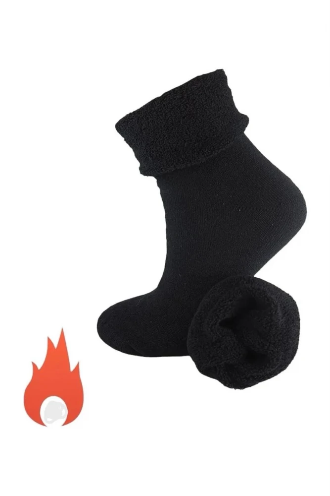 Kışlık Kalın Tabanlı Havlu Yünlü Sıcak Tutucu Çorap