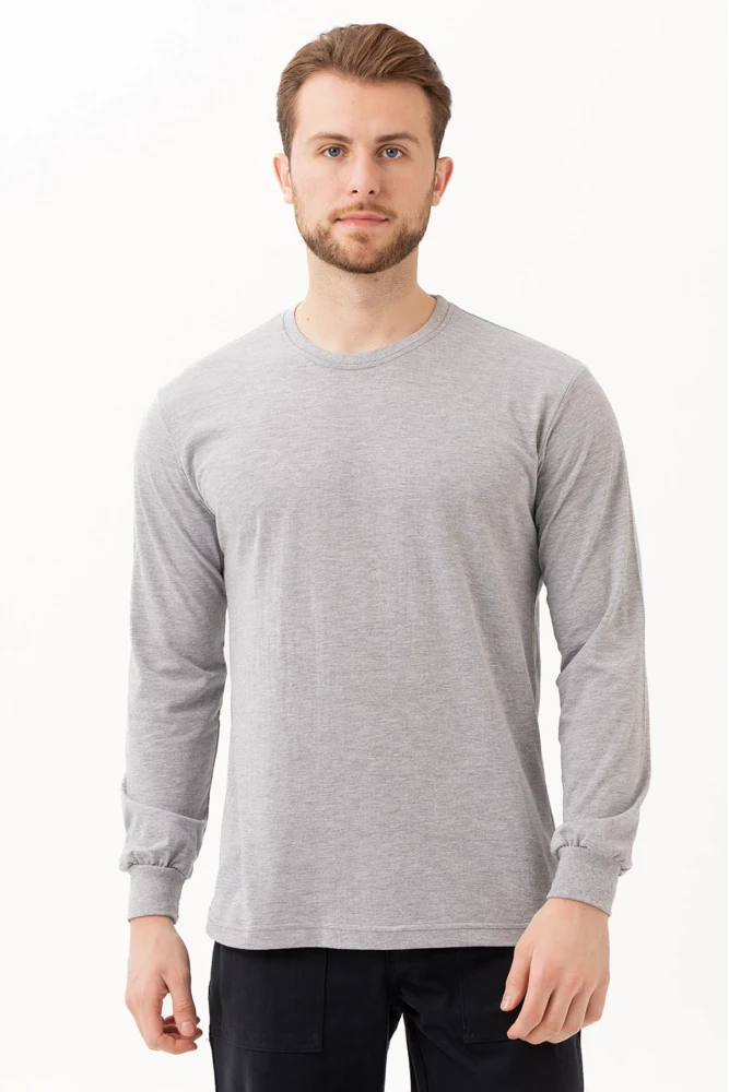 Gaura Gri Uzun Kollu Basic T-Shirt | Rahat ve Şık Tasarım | Günlük Kombinler İçin İdeal