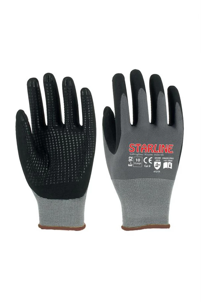 Starline E-92 Micro Köpük Puanlı Nitril Kaplamalı İş Eldiveni Yüksek Tutuş ve Dayanıklılık