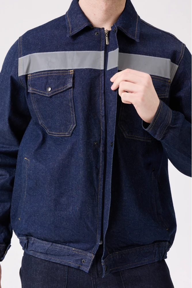 Tulipa Kot Mont Erkek İş Güvenliği Reflektörlü Dayanıklı Denim Ceket