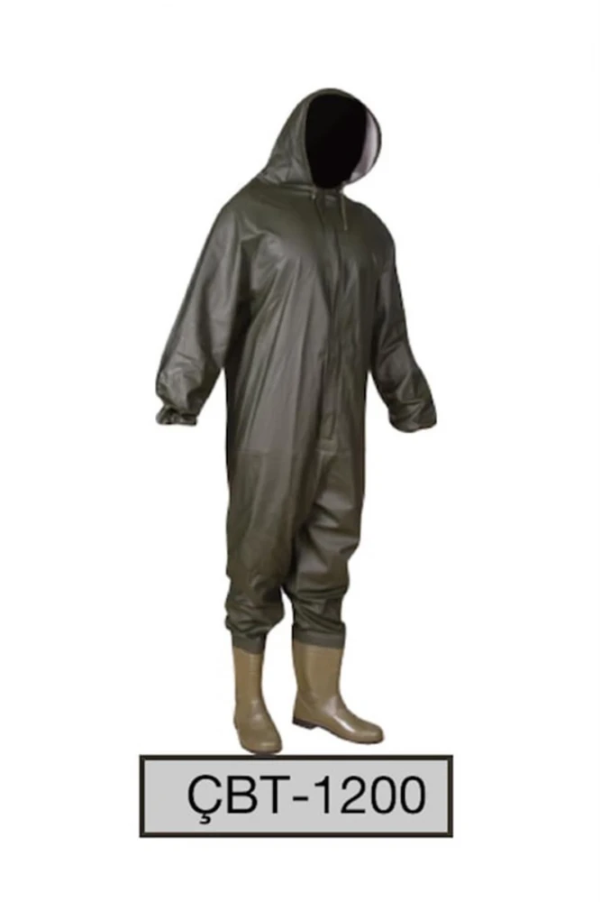 Yerli Çizme Kapüşonlu Boy Tulum ÇBT 1200 Su Geçirmez Tulum Yağmurluk Takım Balıkçı Bahçıvan
