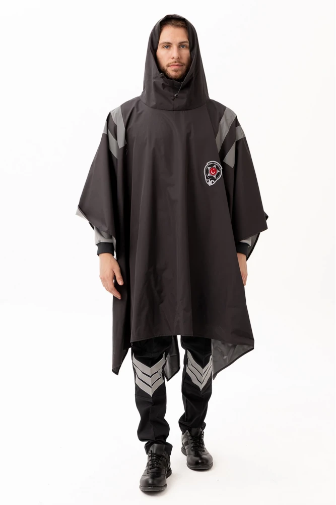 Güvenlik Kıyafeti KM Panço Su Geçirmez Reflektörlü Yağmurluk Kapüşonlu Korumalı Model