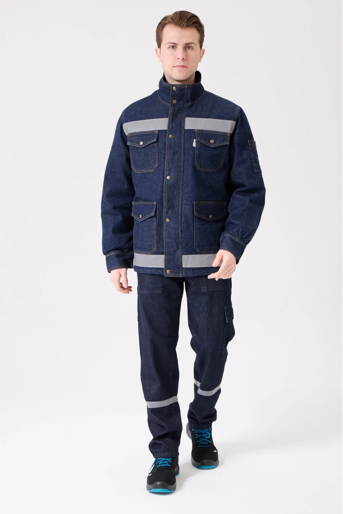 Buhara Mont Kot Kumaş Reflektörlü İş Montu Kışlık Erkek Soğuk Hava Dayanıklı Dış Giyim