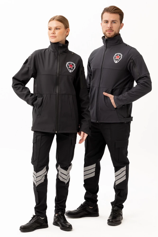 Güvenlik Kıyafetleri KM-Softshell Mont Su ve Rüzgar Geçirmez, Nefes Alabilen Özel Güvenlik Montu