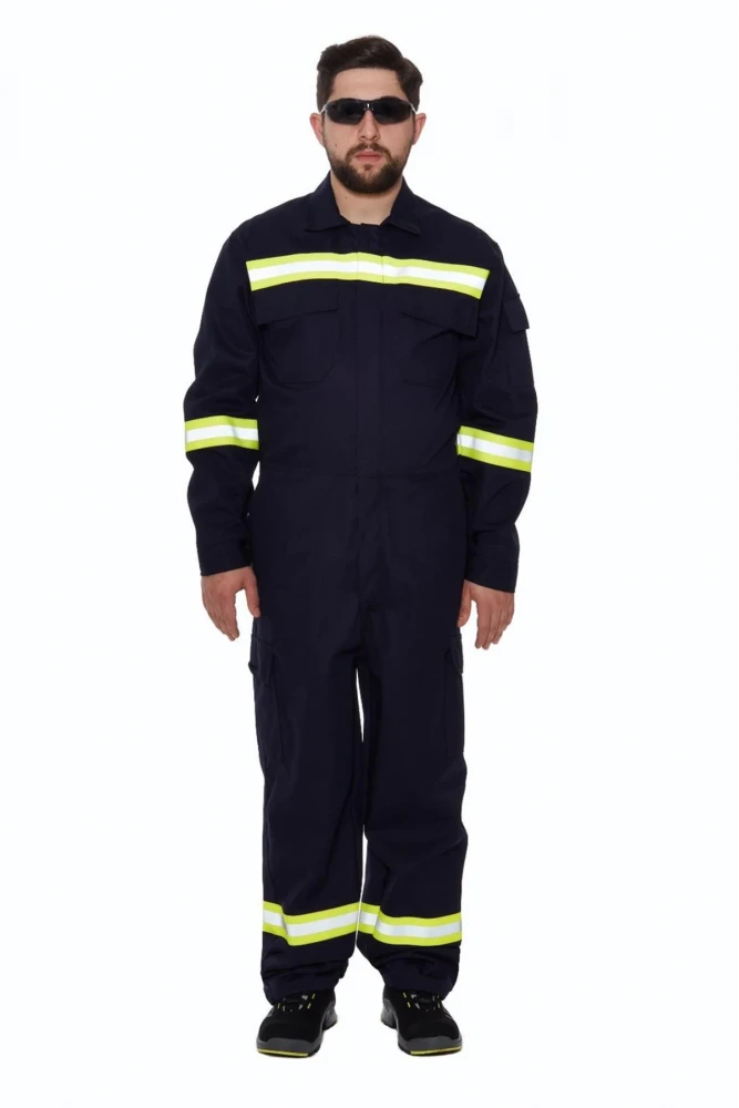 Alev Almaz Tulum Reflektörlü Koruyucu İş Tulumu Antistatik Yüksek Risk Alanlarına Uygun