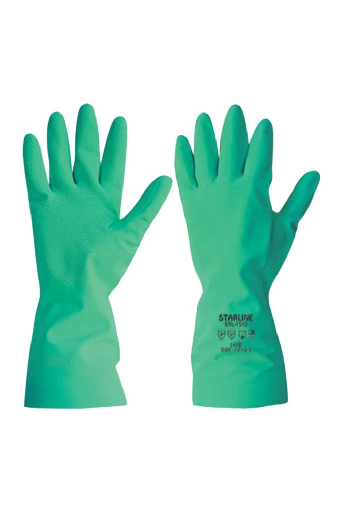 Starline STL 1513 Kimyasal Eldiven Asit Baz ve Yağlara Dayanıklı Nitril Kaplama Koruyucu Eldiven