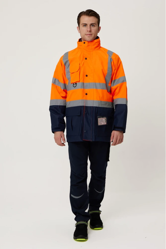 Eradium 5N1 Reflektörlü İş Güvenliği Parkası - Su ve Rüzgar Geçirmez, Yüksek Görünürlüklü Kışlık Mont
