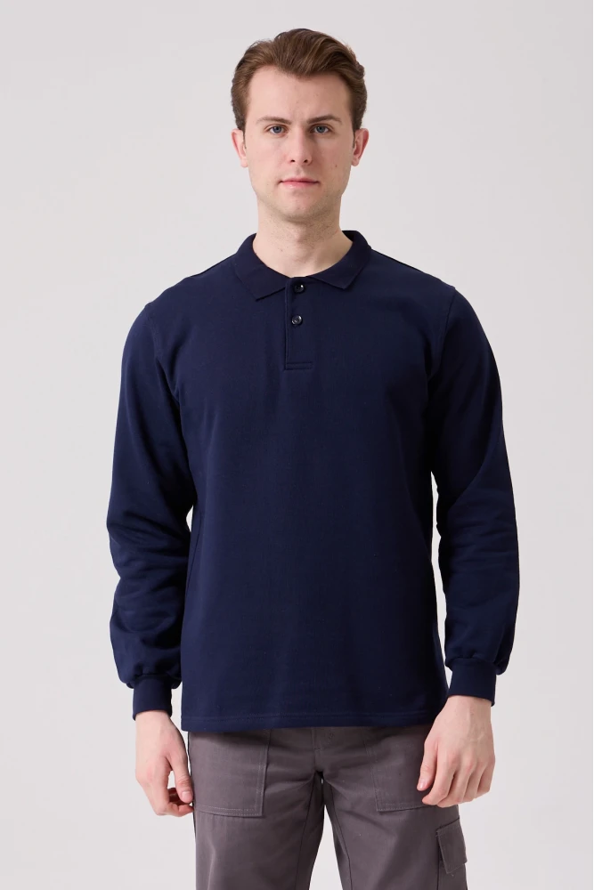 Galanthus Polo Sweat Erkek Uzun Kollu Pamuklu Sweatshirt İş ve Günlük Kullanım İçin