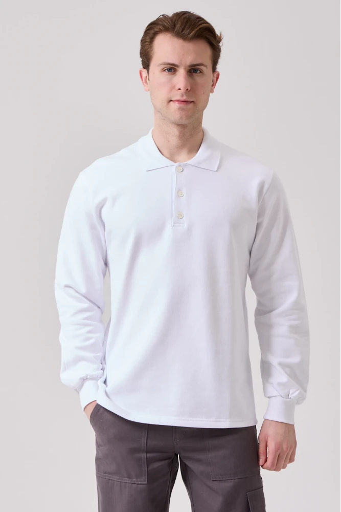 Galanthus Polo Sweat Erkek Uzun Kollu Pamuklu Sweatshirt İş ve Günlük Kullanım İçin