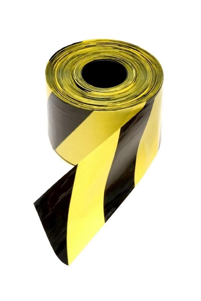 500 Metre Sarı Siyah Emniyet Şeridi Dayanıklı Uyarı ve Güvenlik Bandı