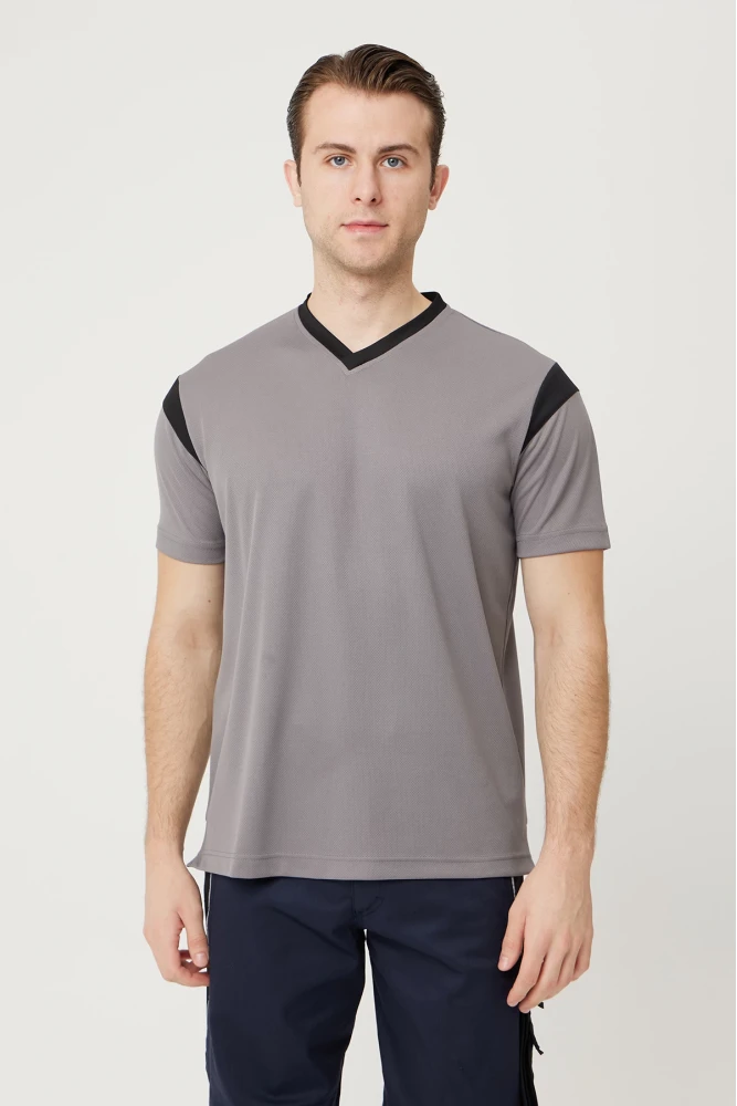 Allium V Yaka Tişört Nefes Alabilir Esnek ve Şık İş ve Günlük Kullanım İçin