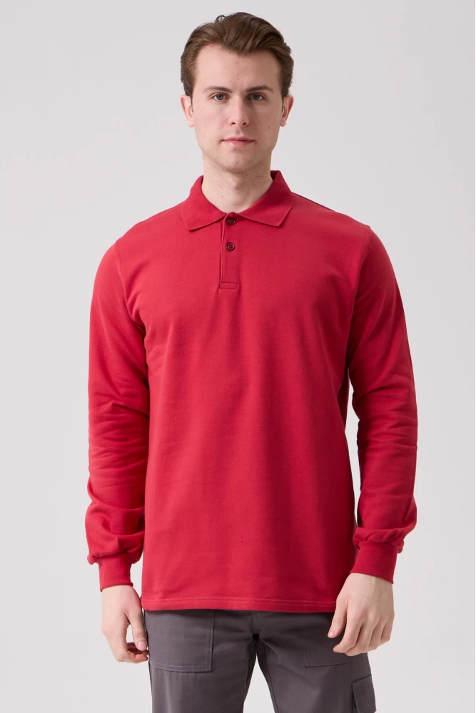 Galanthus Polo Sweat Erkek Uzun Kollu Pamuklu Sweatshirt İş ve Günlük Kullanım İçin