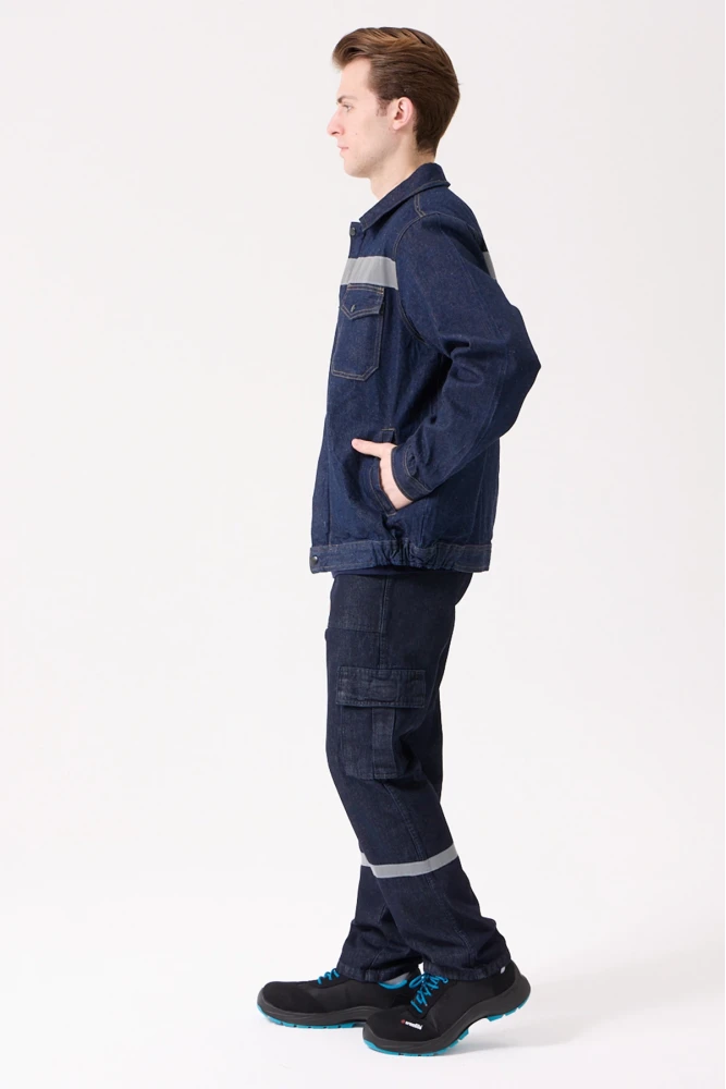 Tulipa Kot Mont Erkek İş Güvenliği Reflektörlü Dayanıklı Denim Ceket