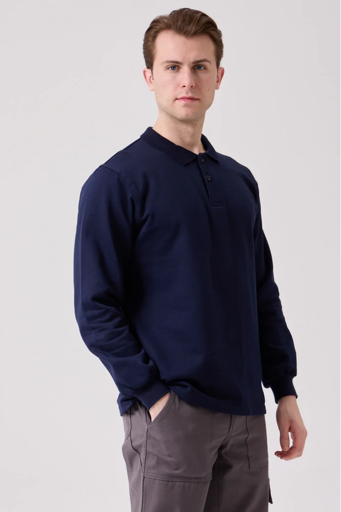 Galanthus Polo Sweat Erkek Uzun Kollu Pamuklu Sweatshirt İş ve Günlük Kullanım İçin