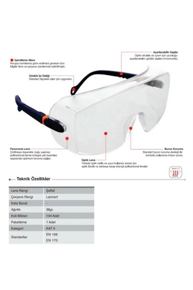 Starline G-039A-C Transparent Lens Anti-fog Safety Glasses
