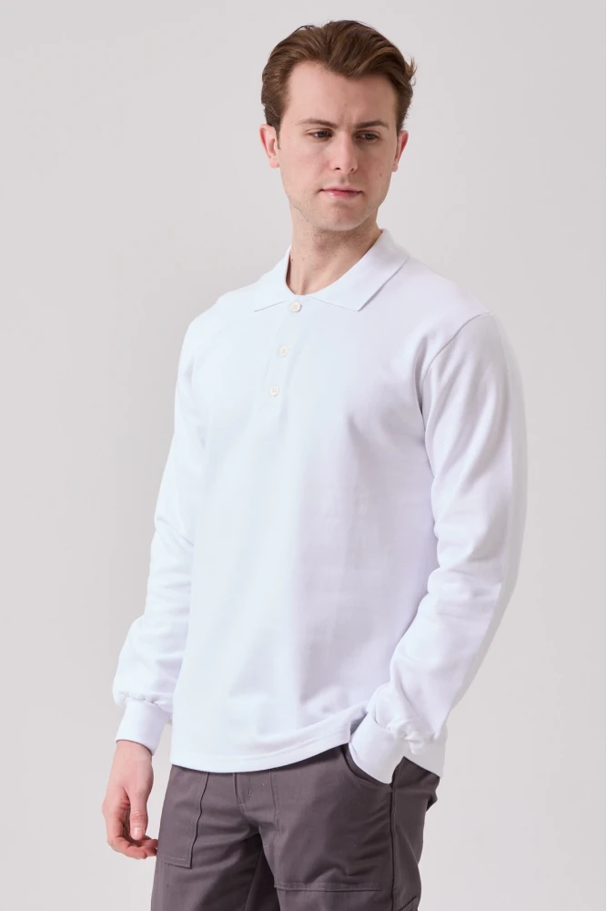 Galanthus Polo Sweat Erkek Uzun Kollu Pamuklu Sweatshirt İş ve Günlük Kullanım İçin
