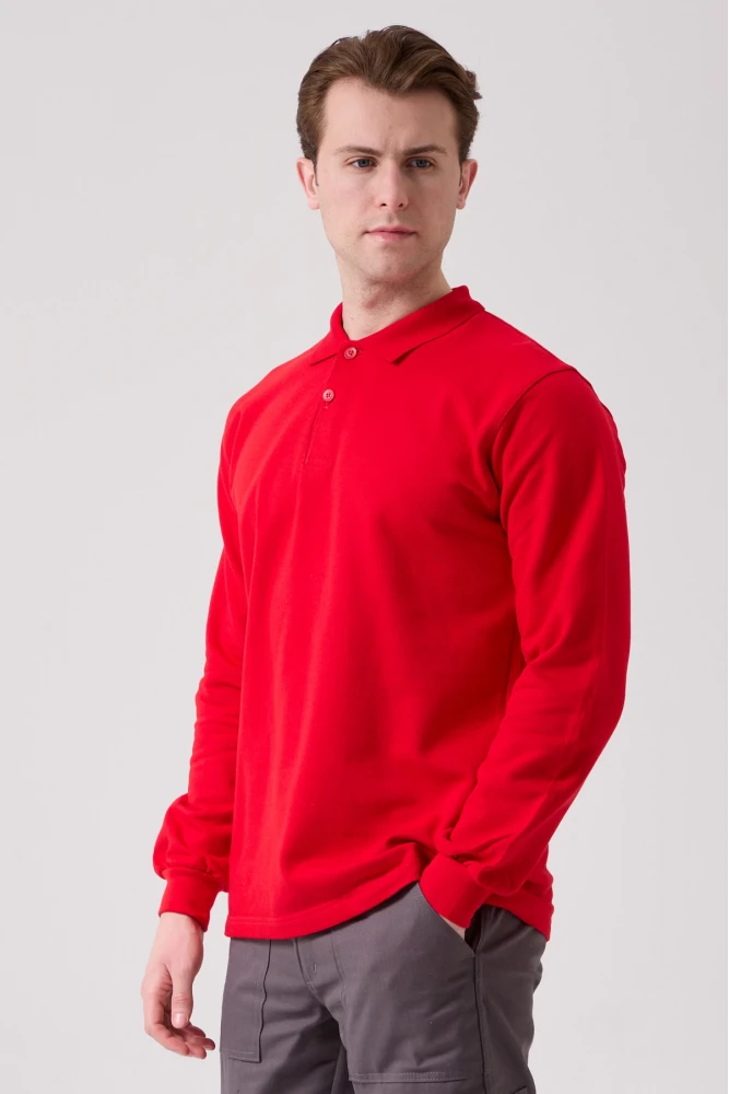 Galanthus Polo Sweat Erkek Uzun Kollu Pamuklu Sweatshirt İş ve Günlük Kullanım İçin
