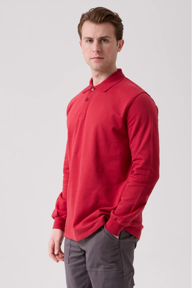 Galanthus Polo Sweat Erkek Uzun Kollu Pamuklu Sweatshirt İş ve Günlük Kullanım İçin