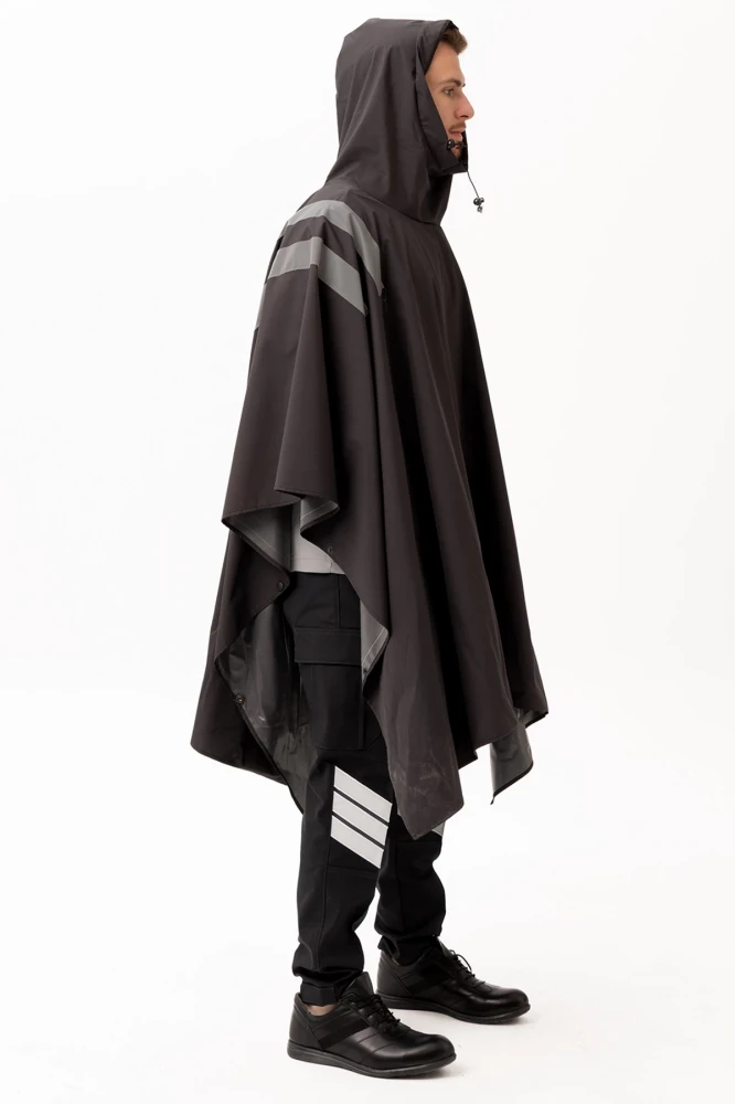 Güvenlik Kıyafeti KM Panço Su Geçirmez Reflektörlü Yağmurluk Kapüşonlu Korumalı Model