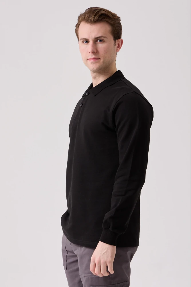 Galanthus Polo Sweat Erkek Uzun Kollu Pamuklu Sweatshirt İş ve Günlük Kullanım İçin