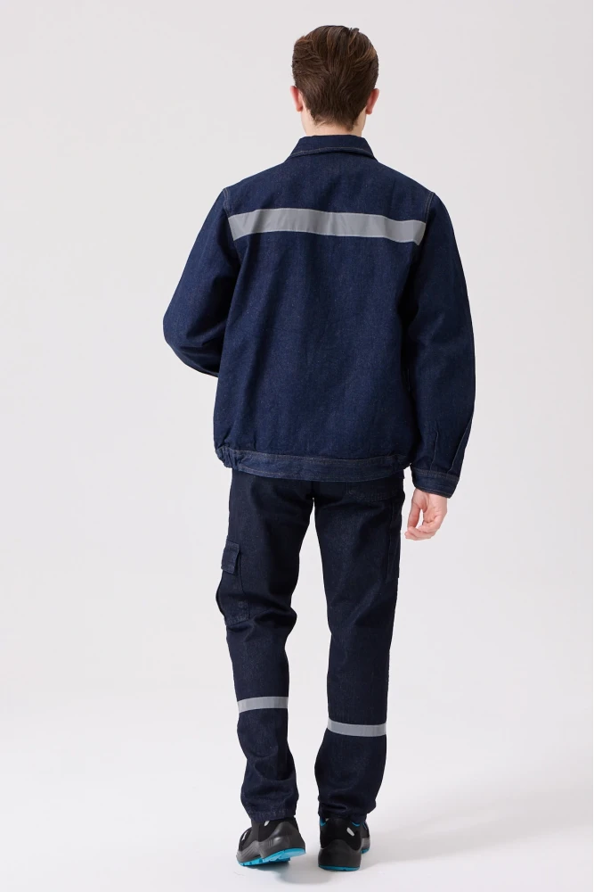 Tulipa Kot Mont Erkek İş Güvenliği Reflektörlü Dayanıklı Denim Ceket