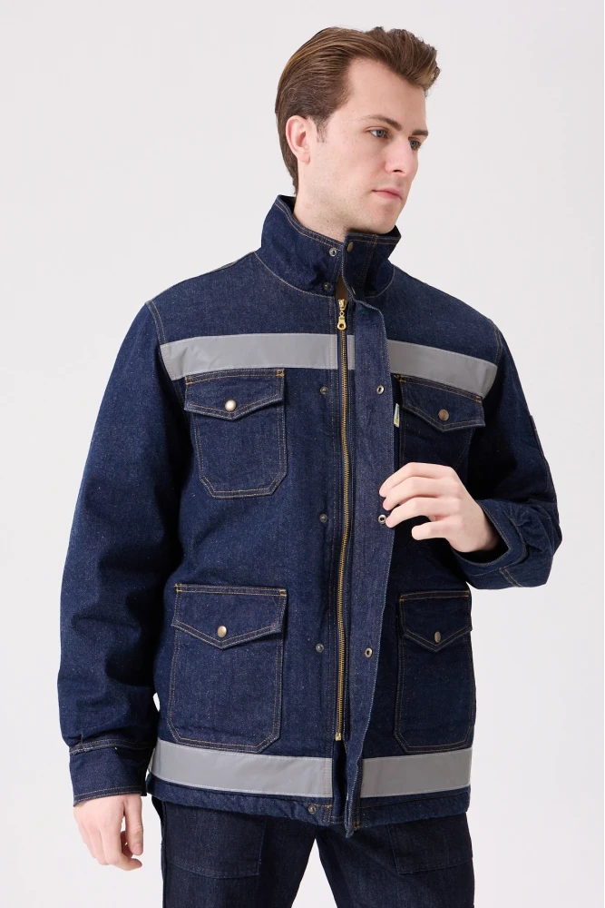 Buhara Mont Kot Kumaş Reflektörlü İş Montu Kışlık Erkek Soğuk Hava Dayanıklı Dış Giyim