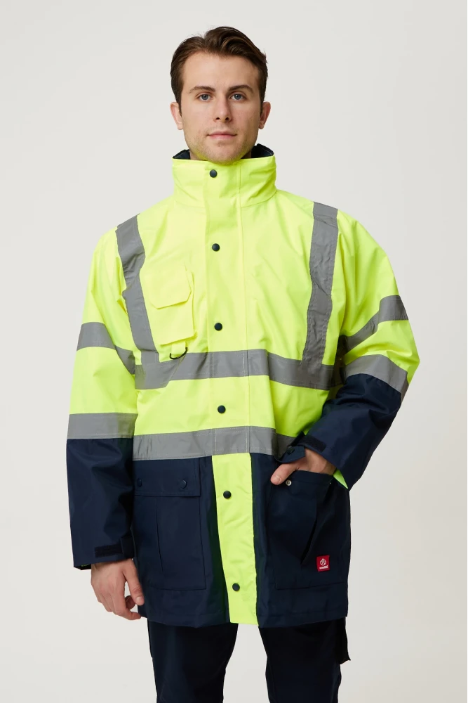 Eradium 5N1 Reflektörlü İş Güvenliği Parkası - Su ve Rüzgar Geçirmez, Yüksek Görünürlüklü Kışlık Mont