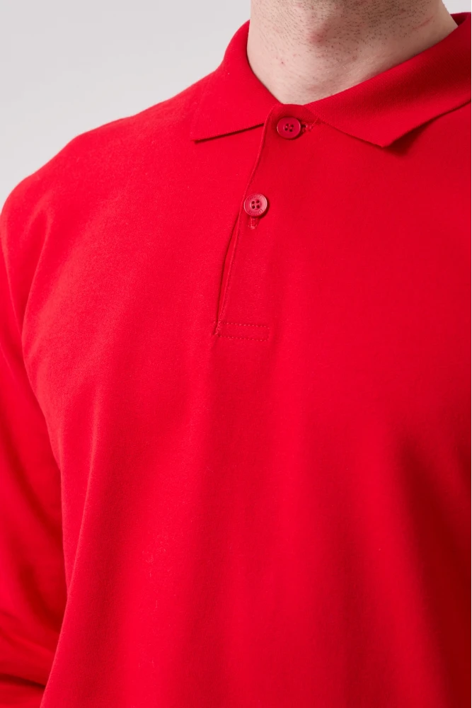 Galanthus Polo Sweat Erkek Uzun Kollu Pamuklu Sweatshirt İş ve Günlük Kullanım İçin