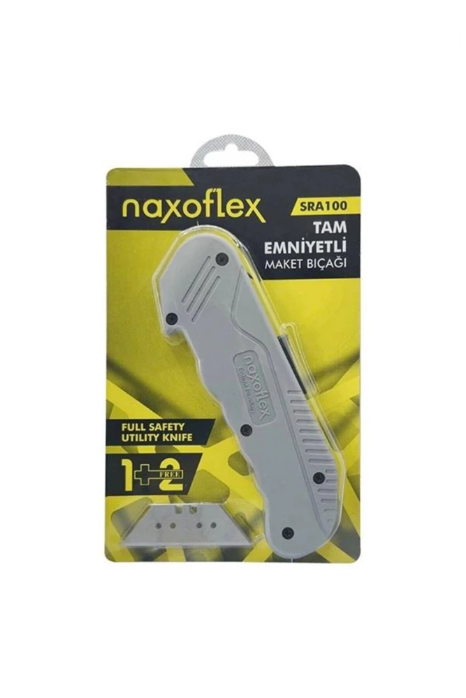 Emniyetli Maket Bıçağı Naxoflex Otomatik Geri Çekmeli Kesici Paslanmaz Bıçak Pratik Gövde