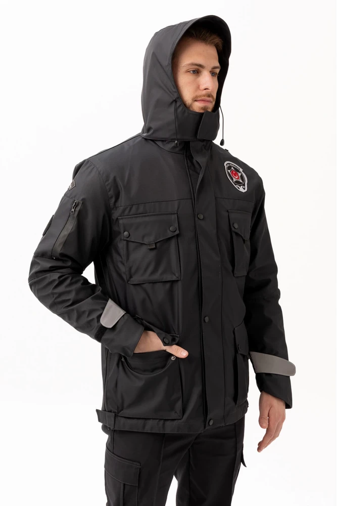 Güvenlik Kıyafeti KM Kaban Soğuk Havalara Dayanıklı Reflektörlü Kışlık Mont Modeli