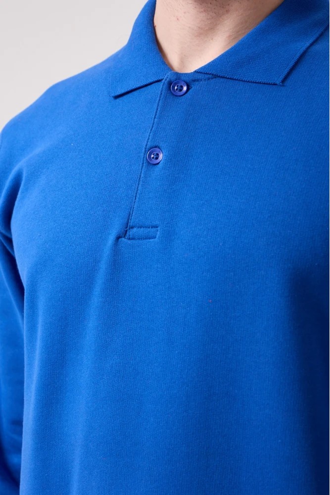 Galanthus Polo Sweat Erkek Uzun Kollu Pamuklu Sweatshirt İş ve Günlük Kullanım İçin