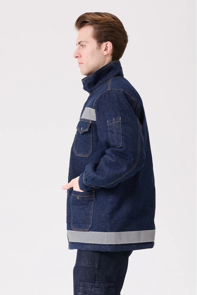 Buhara Mont Kot Kumaş Reflektörlü İş Montu Kışlık Erkek Soğuk Hava Dayanıklı Dış Giyim