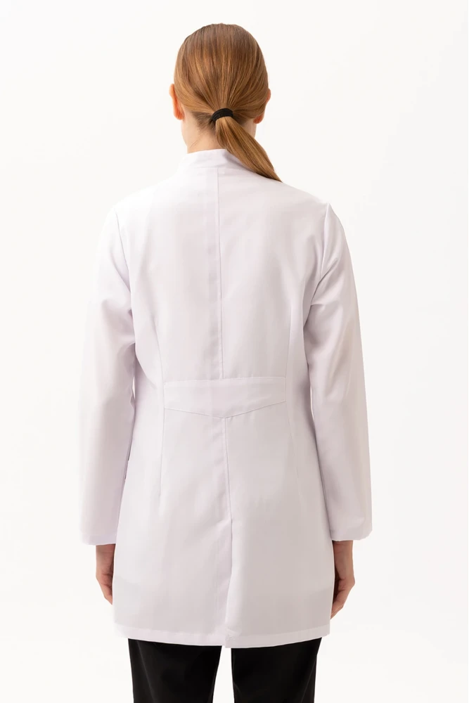 Adiantum Kadın Doktor Öğretmen Laboratuvar Önlüğü - Beyaz, Uzun Kollu, Rahat Kesim