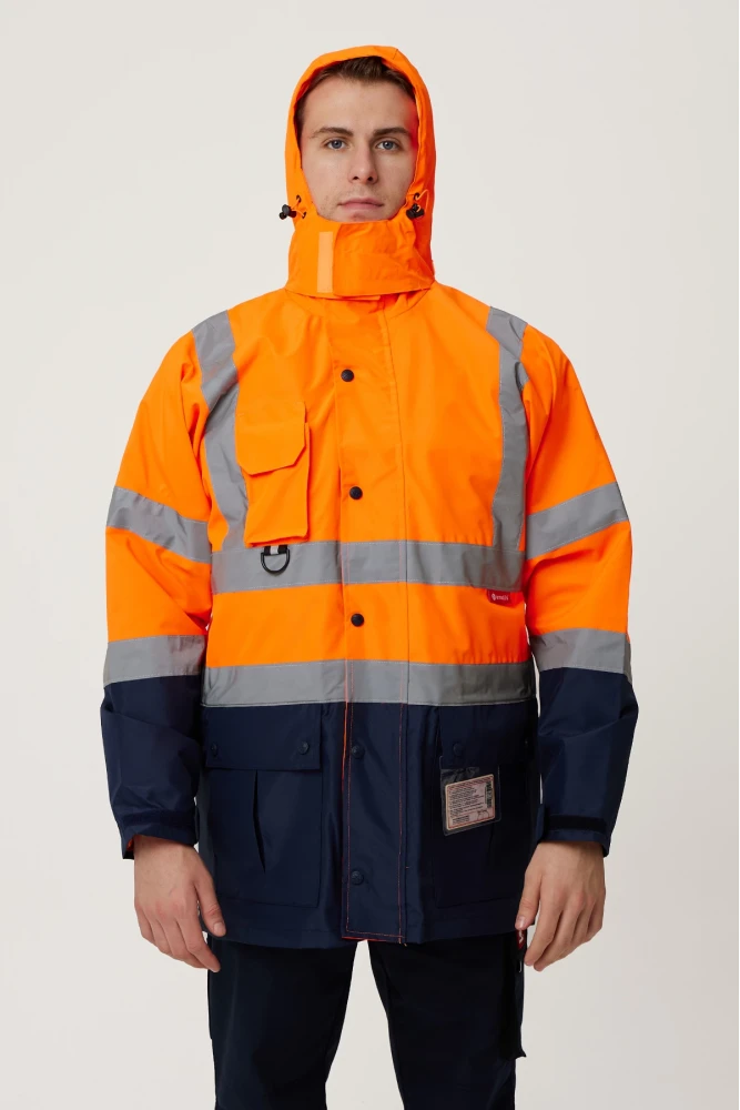 Eradium 5N1 Reflektörlü İş Güvenliği Parkası - Su ve Rüzgar Geçirmez, Yüksek Görünürlüklü Kışlık Mont