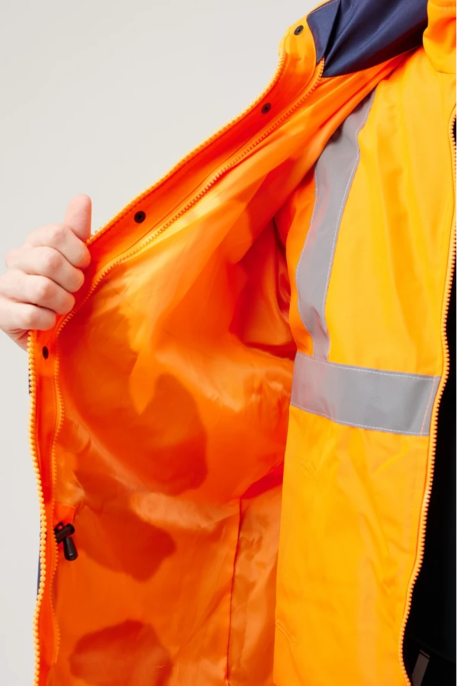 Eradium 5N1 Reflektörlü İş Güvenliği Parkası - Su ve Rüzgar Geçirmez, Yüksek Görünürlüklü Kışlık Mont