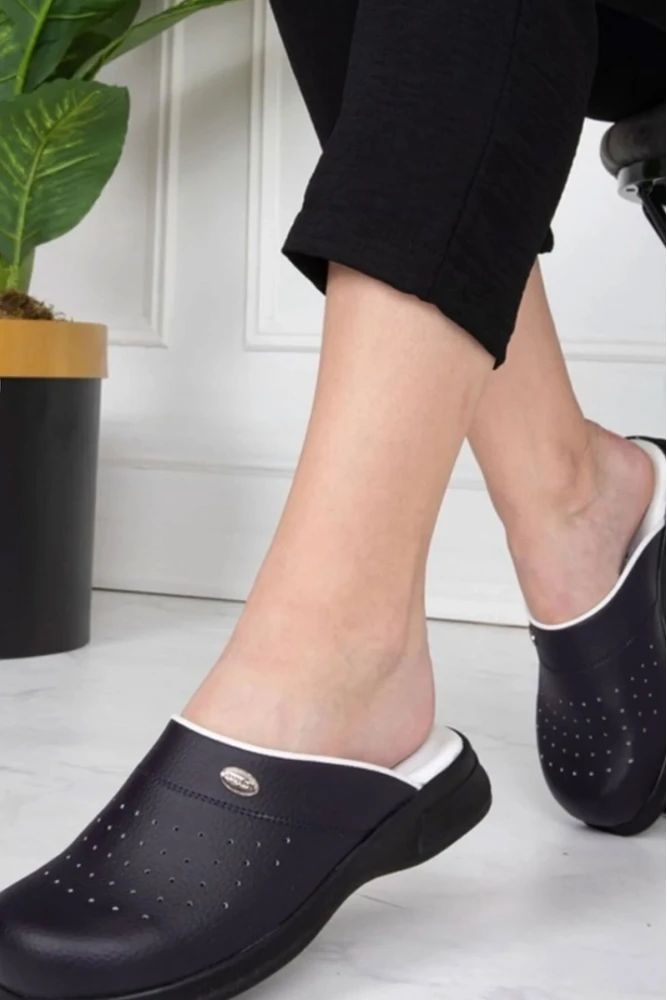 Magiacomfort MG-3001 Lacivert Yarım Yakasız Sabo Terlik Ortopedik Rahat Kullanım