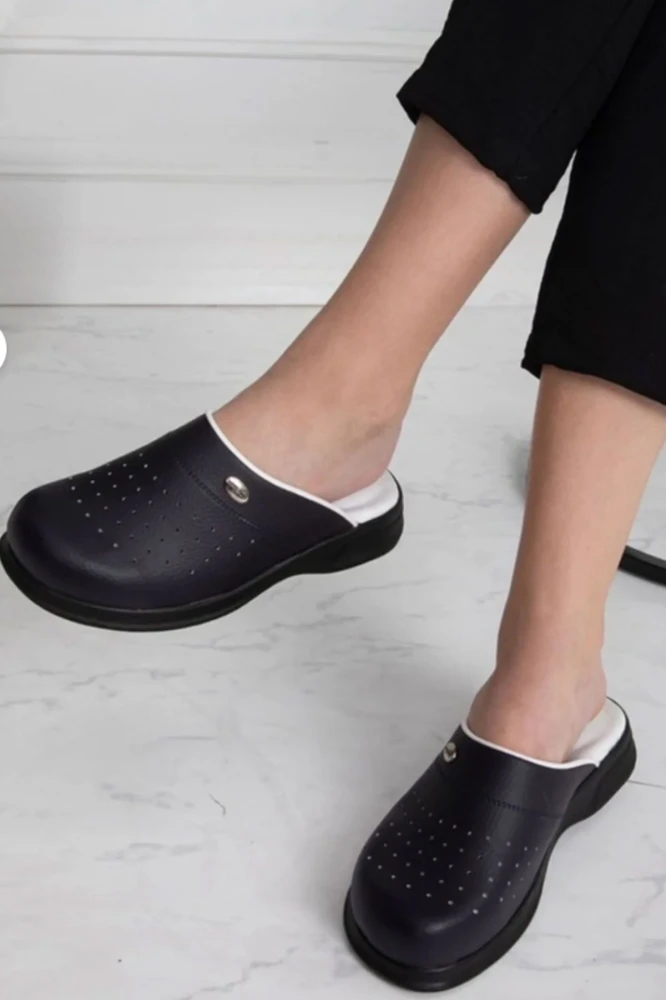 Magiacomfort MG-3001 Lacivert Yarım Yakasız Sabo Terlik Ortopedik Rahat Kullanım