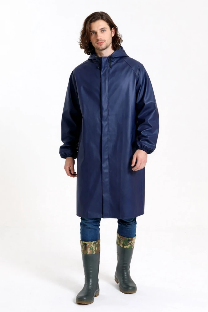 Yerli Diz Altı Pardesü - PVC Y-7600 LACİVERT