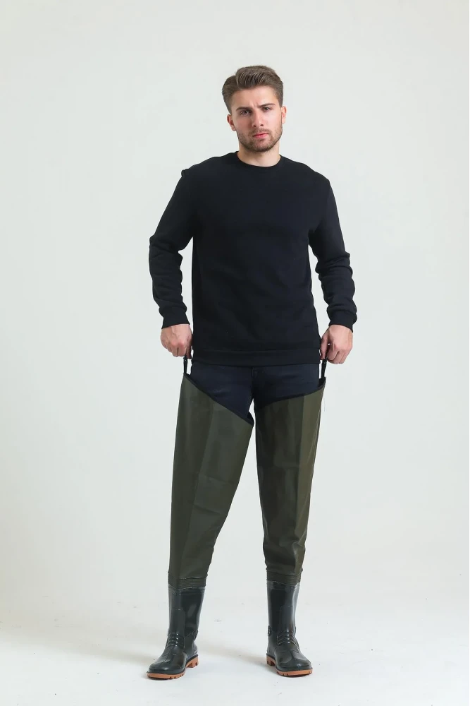 Kasık Çizme İKÇ 1650 Su Geçirmez Dayanıklı Av ve Balıkçı Çizmesi Haki Renk