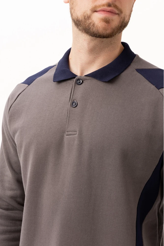 Flora Polo Yaka Sweatshirt - Uzun Kollu, Rahat Kesim, Pamuklu, Günlük ve İş Kullanımı İçin