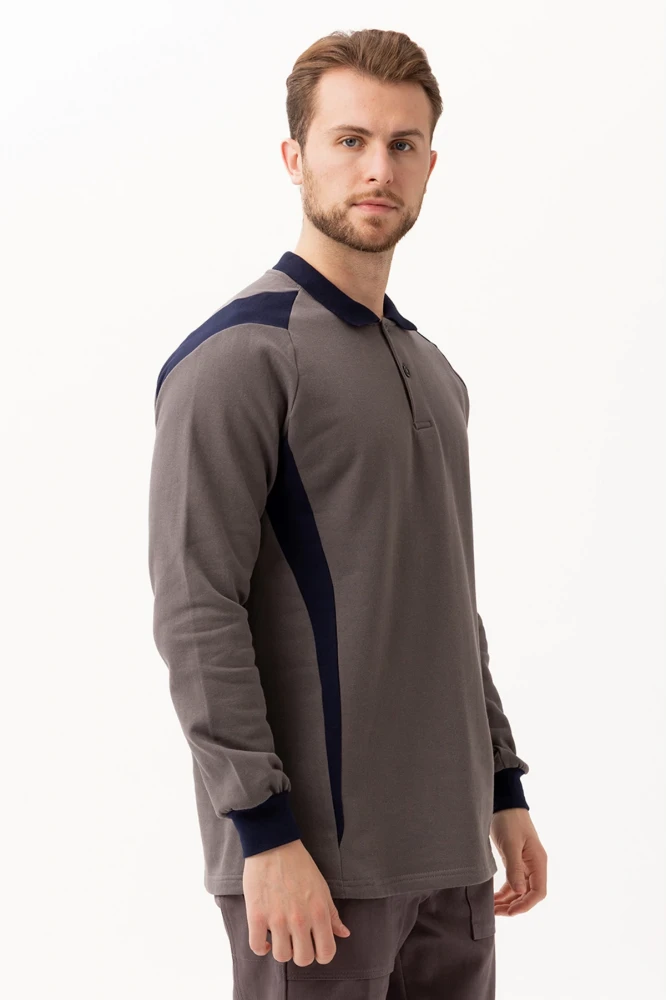 Flora Polo Yaka Sweatshirt - Uzun Kollu, Rahat Kesim, Pamuklu, Günlük ve İş Kullanımı İçin