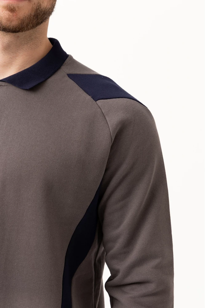 Flora Polo Yaka Sweatshirt - Uzun Kollu, Rahat Kesim, Pamuklu, Günlük ve İş Kullanımı İçin