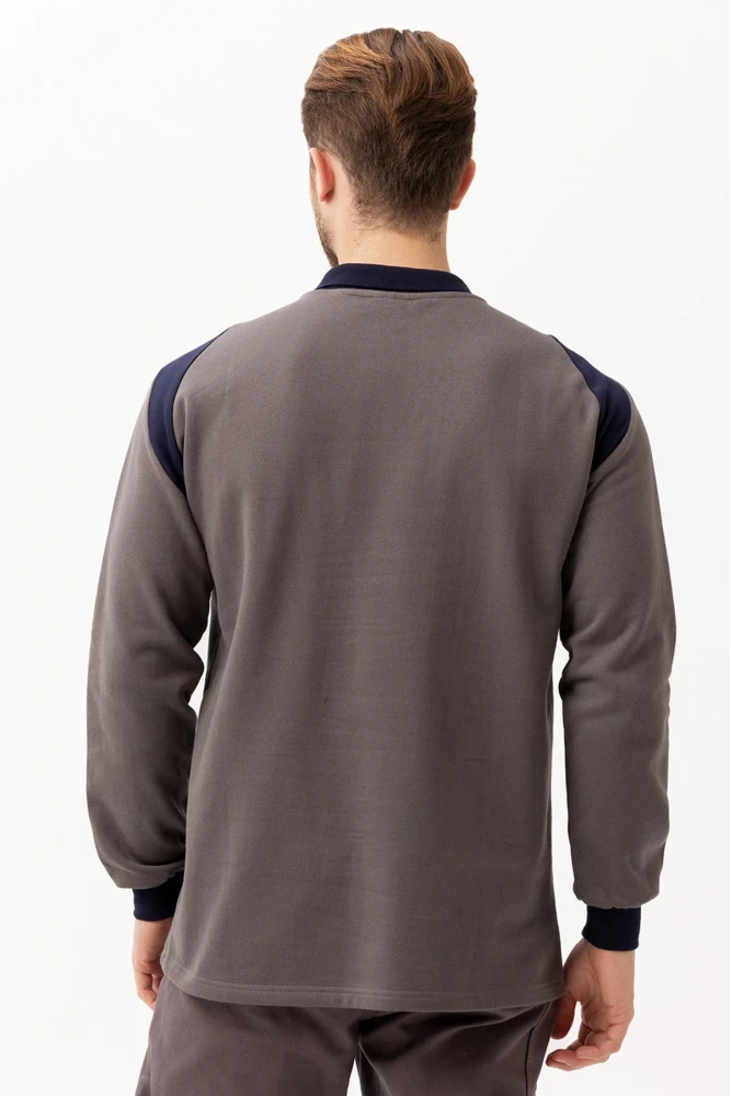 Flora Polo Yaka Sweatshirt - Uzun Kollu, Rahat Kesim, Pamuklu, Günlük ve İş Kullanımı İçin