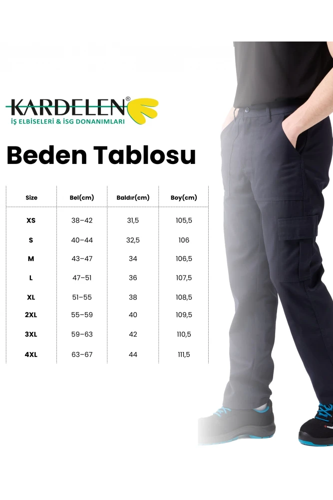 GALANTHUS TECHNİC PANTOLON Herren Dunkelblau Cargo Taschen Bequeme Passform Haltbare Arbeitshose