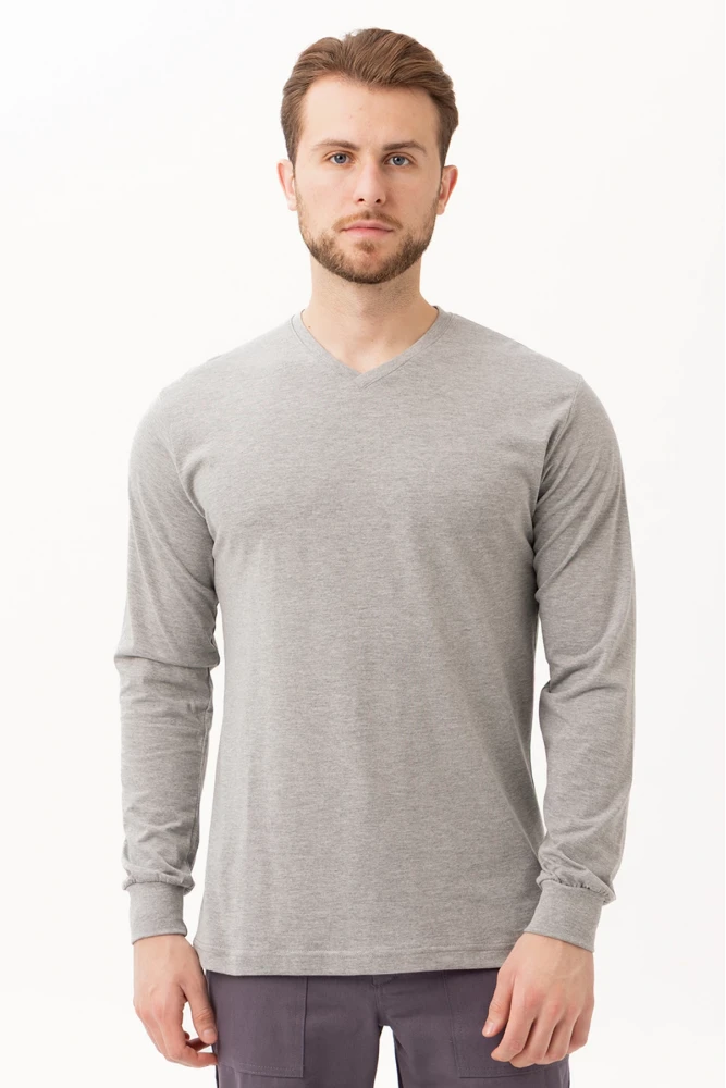 Gaura V Yaka Uzun Kollu T-Shirt - Pamuklu, Nefes Alabilir, Rahat Kesim, Günlük ve İş Kullanımı İçin