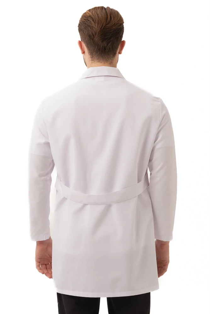 Hedera Erkek Önlük Beyaz Renk Düğmeli Uzun Kollu Temiz Görünümlü Profesyonel İş Önlüğü