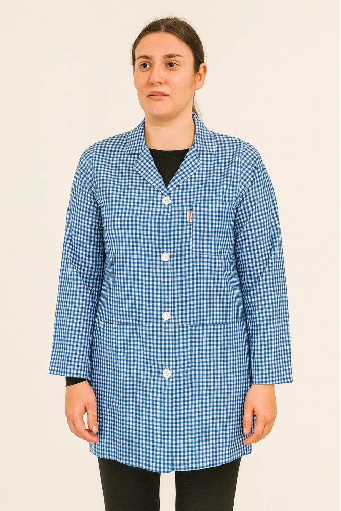 Pötikare Desenli Uzun Kollu Kadın Çalışma Önlüğü – Rahat, Dayanıklı ve Şık Model