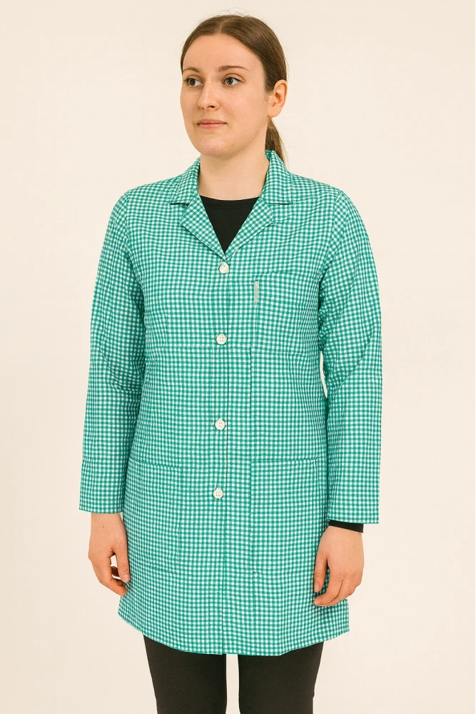 Pötikare Desenli Uzun Kollu Kadın Çalışma Önlüğü – Rahat, Dayanıklı ve Şık Model