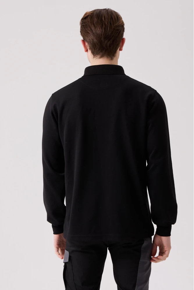 SANFORDS POLO SWEATSHIRT – Erkek Siyah Uzun Kollu Polo Yaka Sweatshirt